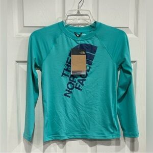 The North Face Boys Medium Amphibious Long Sleeve Sun Tee Aqua Kids NWT UPF 40+